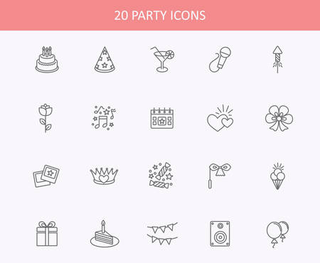 Outline web icon set - Party, Birthday, Holidaysのイラスト素材