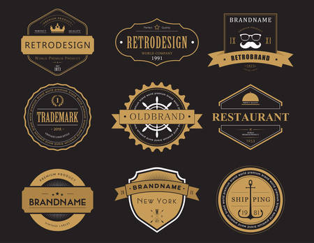 Set of classic company retro or old, vintage badges or bannersのイラスト素材