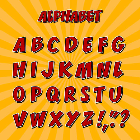 Kids alphabet or 3d font with letters. Typeset or calligraphic letters, typographic characters or set of text letters for english alphabet, uppercase alphabet font or type. Typography abc themeのイラスト素材