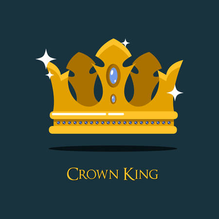 Queen or king gold diadem or royal crown. Monarch imperial symbol of majesty and royalty crown, gold prince or princess crown emblem.のイラスト素材