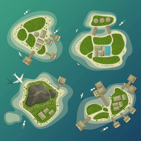 Tropical islands top view, travel and tourism signのイラスト素材