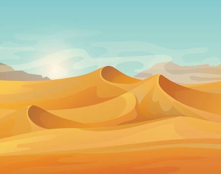 Outdoor panorama on desert landscapeのイラスト素材