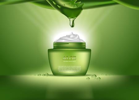 Cosmetics bottle or container with aloe vera creamのイラスト素材