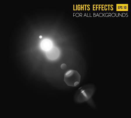 Light effect of sunbeam background through lens. Sunlight ray or sparkle abstract background. May be used for sunlight background or glowing light of sun, illuminated lens of sunbeam theme.のイラスト素材