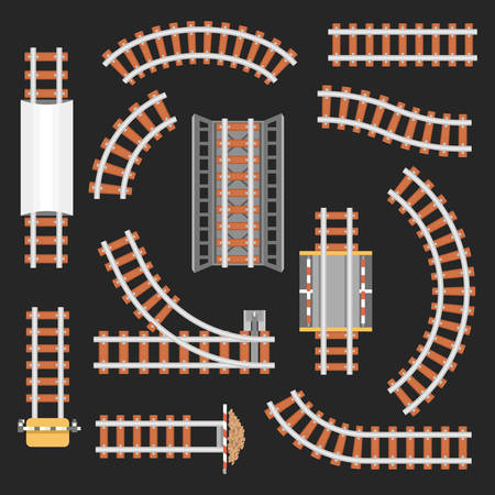 Rail or railroad, railway top view.のイラスト素材
