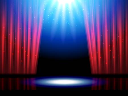 Theater scene with lights or theater stage Vector illustration.のイラスト素材