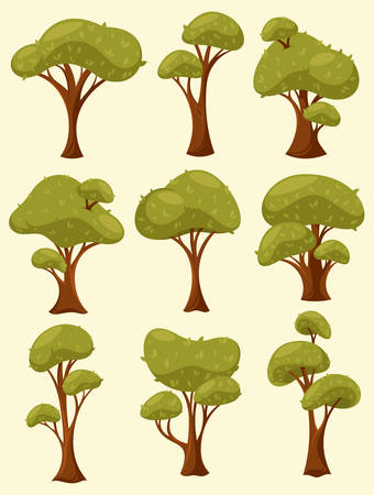 Tree with leaves or wood with crown and trunkのイラスト素材
