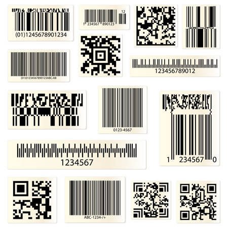 QR codes and barcodes with numbersのイラスト素材