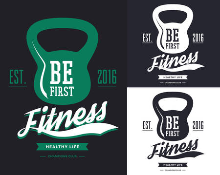 Gym banner with poise or weight, rod.T-shirt printのイラスト素材