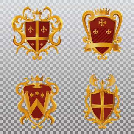 Vintage victorian shields with crownのイラスト素材