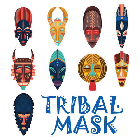 Tribal masks for african shaman or voodooのイラスト素材