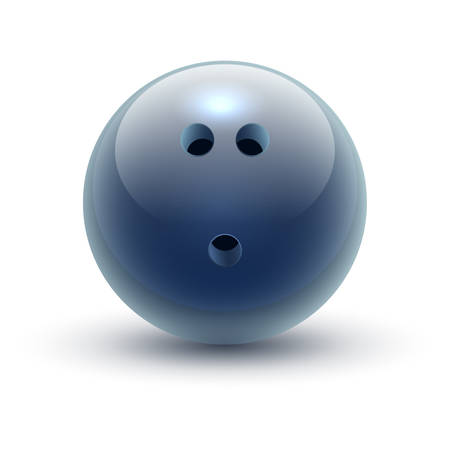 Ball for bowling, hard drilled sphere for club sport. Throwing sphere with holes. Candlepin or duckpin, five-pin or ten-pin urethane. Equipment for competition sport. Game and play, activity themeのイラスト素材