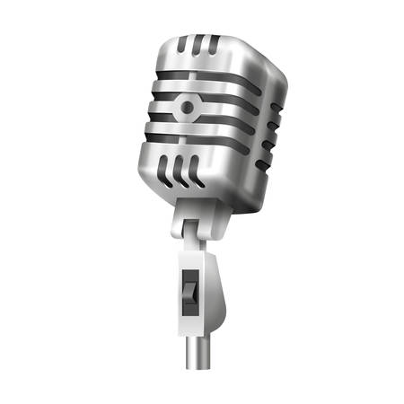 Retro mic with stand. Studio or radio microphoneのイラスト素材