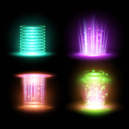 Magic yellow portal and hologram ray, beamのイラスト素材