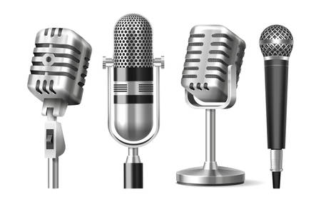 Set of isolated microphone on stand and micのイラスト素材