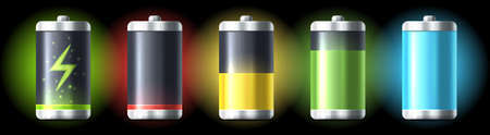 Set of isolated battery with low,half, full chargeの写真素材