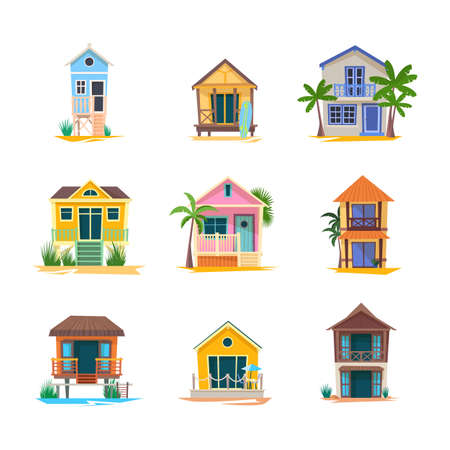 Surfer house or baywatch bungalow, beach buildingのイラスト素材