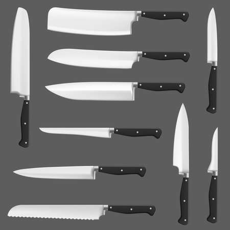 Knife realistic, kitchen chef or butcher cleaversのイラスト素材