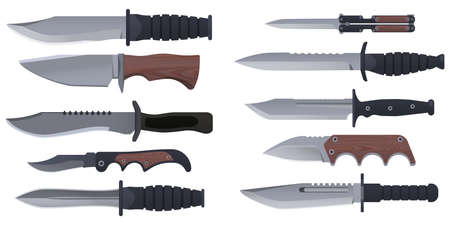 Knives set, military, hunting and combat weaponのイラスト素材