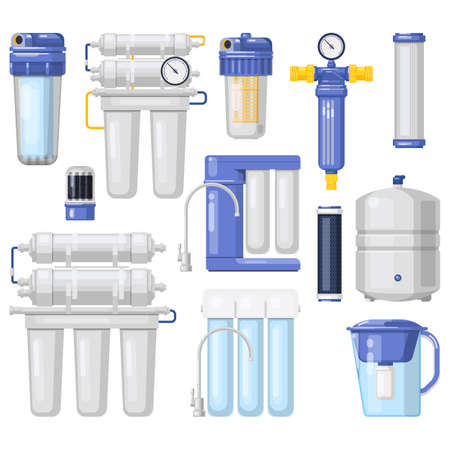 Water filters, purification and filtration systems vectorのイラスト素材