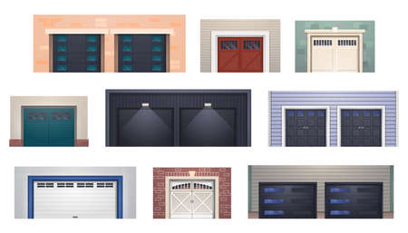 Garage door gates, warehouse shutter metal rollersのイラスト素材