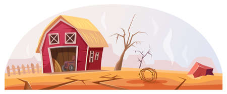 Drought in land or dry desert soil with dead treesのイラスト素材