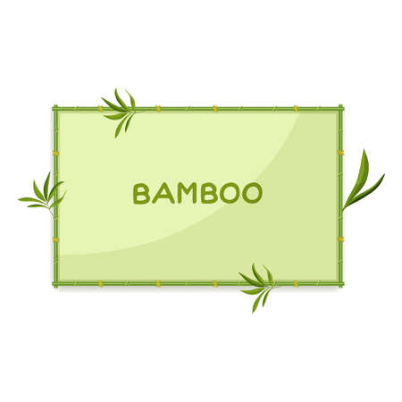 Bamboo frame green background, banner with bordersのイラスト素材