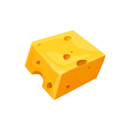 Cheese block holes, cheddar or gouda piece brickのイラスト素材