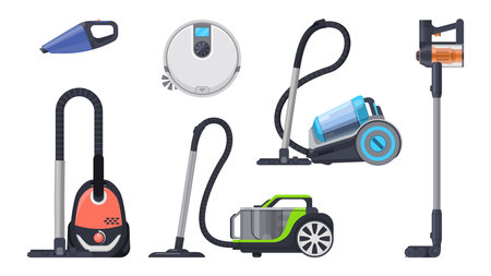 Vacuum cleaners, electric robot and dust hooversのイラスト素材
