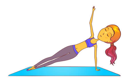 Woman practices yoga or pilates, vector iconのイラスト素材