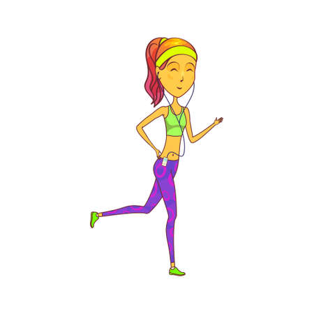 Jogging or running woman, vector icon or clipart.のイラスト素材