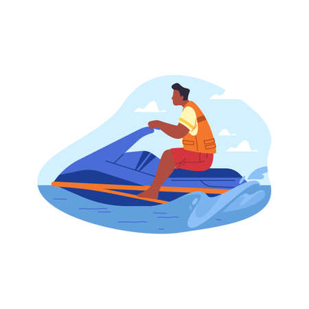 Speed water sport, summer recreation, vector iconのイラスト素材