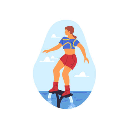 Hydroflying or flyboarding, vector icon or stickerのイラスト素材