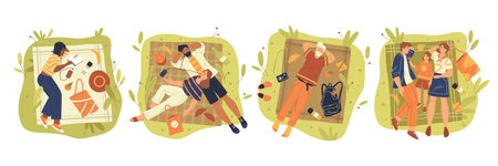 Picnic or summer rest on nature, vector set.のイラスト素材