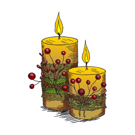 Colorful sketch of candle or candlelight, vector.のイラスト素材