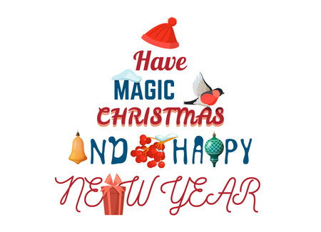 Magic Christmas and Happy New Year, greeting card.のイラスト素材