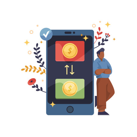 Online transfer money or currency exchanging, vector illustration.のイラスト素材