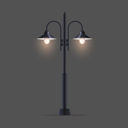 Realistic street lamp or streetlight, vector isolated object.のイラスト素材
