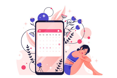 Menstrual cycle or menstruation period. Vector banner or image.のイラスト素材