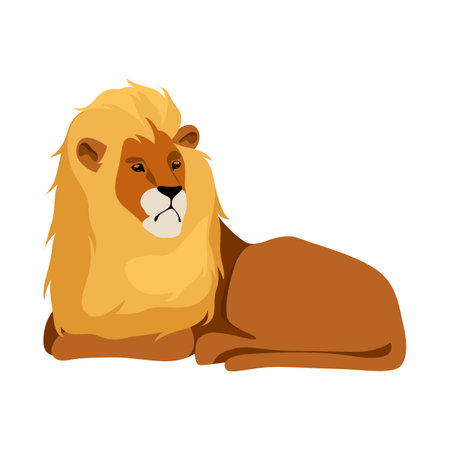 Cartoon lion isolated. Flat vector graphic.のイラスト素材
