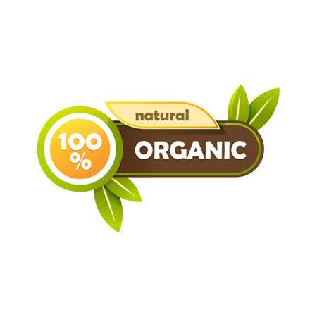 Natural and organic, eco and bio vector stickerのイラスト素材
