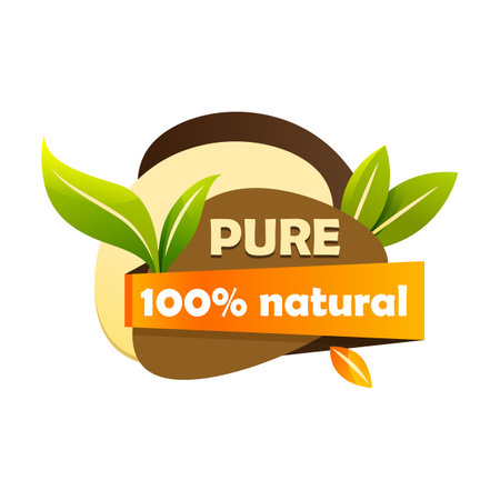 Bio and ecological nutrition badge, vector tagのイラスト素材