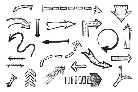 Set of vector round, curve, dotted line arrowsのイラスト素材