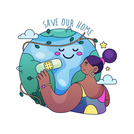 Save earth vector poster. Ecology day celebrationのイラスト素材