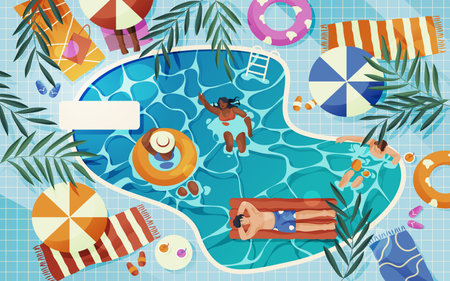 Vector image of pool recreation, swimming clipartのイラスト素材