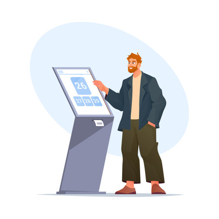 Vector queue management system terminal. Ticketのイラスト素材