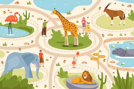 Animal zoo or wild tropical park vector imageのイラスト素材