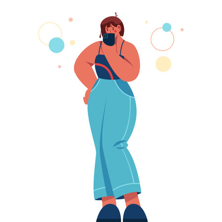 Woman taking selfie cartoon vector clipart. Flat sign of modern female holding phone and taking photo for social media. Trendy face photography. Girl blogger person. Smartphone and young peopleのイラスト素材