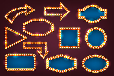 Set of retro sign and arrows. Vector lightboxのイラスト素材