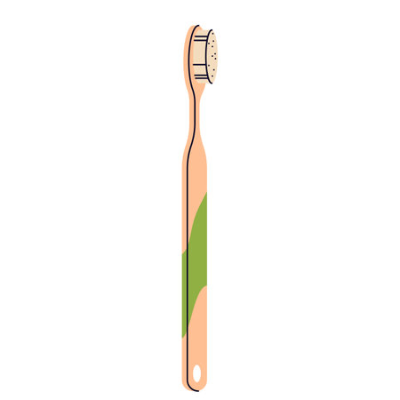 Isolated toothbrush. Vector oral brush icon. Mouth care or dental grooming. Medical paste equipment for healthcare. Daily routine bathroom tool. Dentalcare habit and tooth protection. Teeth safety.のイラスト素材